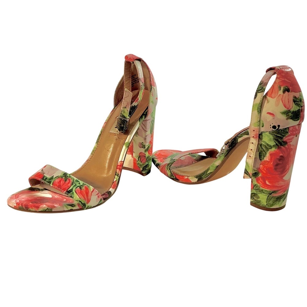 Steve Madden‎ Carrson Floral Rose Print Block Heel Ankle Strap Sandals 8M